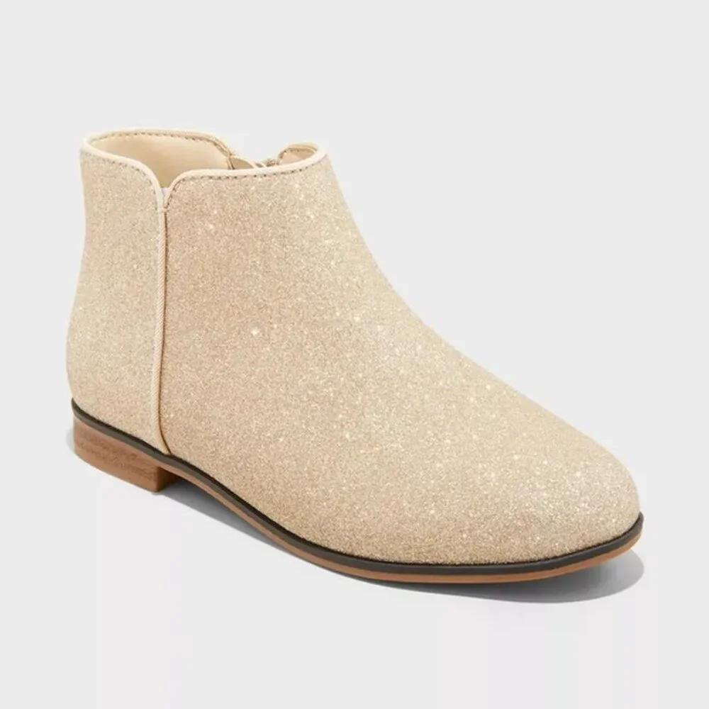 NEW Cat & Jack Kids' Bree Glitter Boots - Gold - Size 4